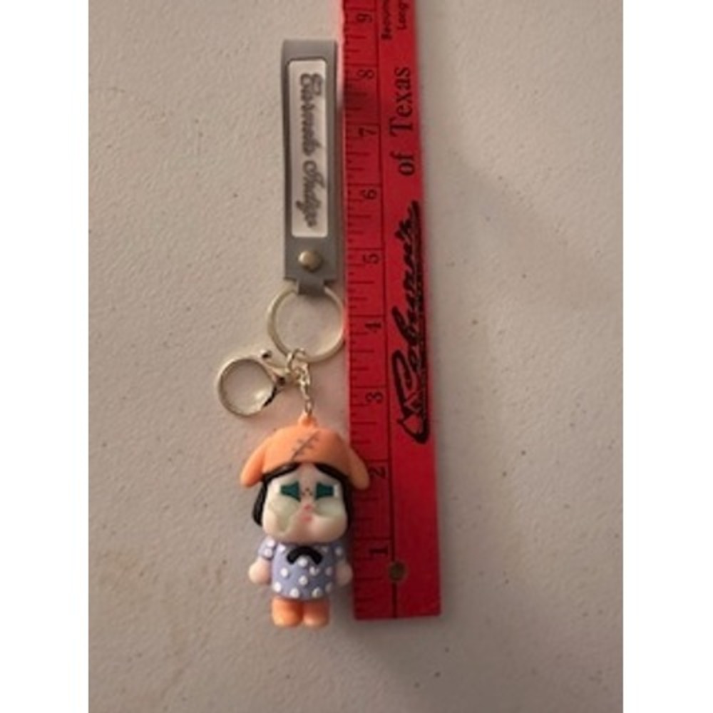 Crybaby Crying Girl Keychain Charm Orange Hat Polka Dot Dress Wristlet